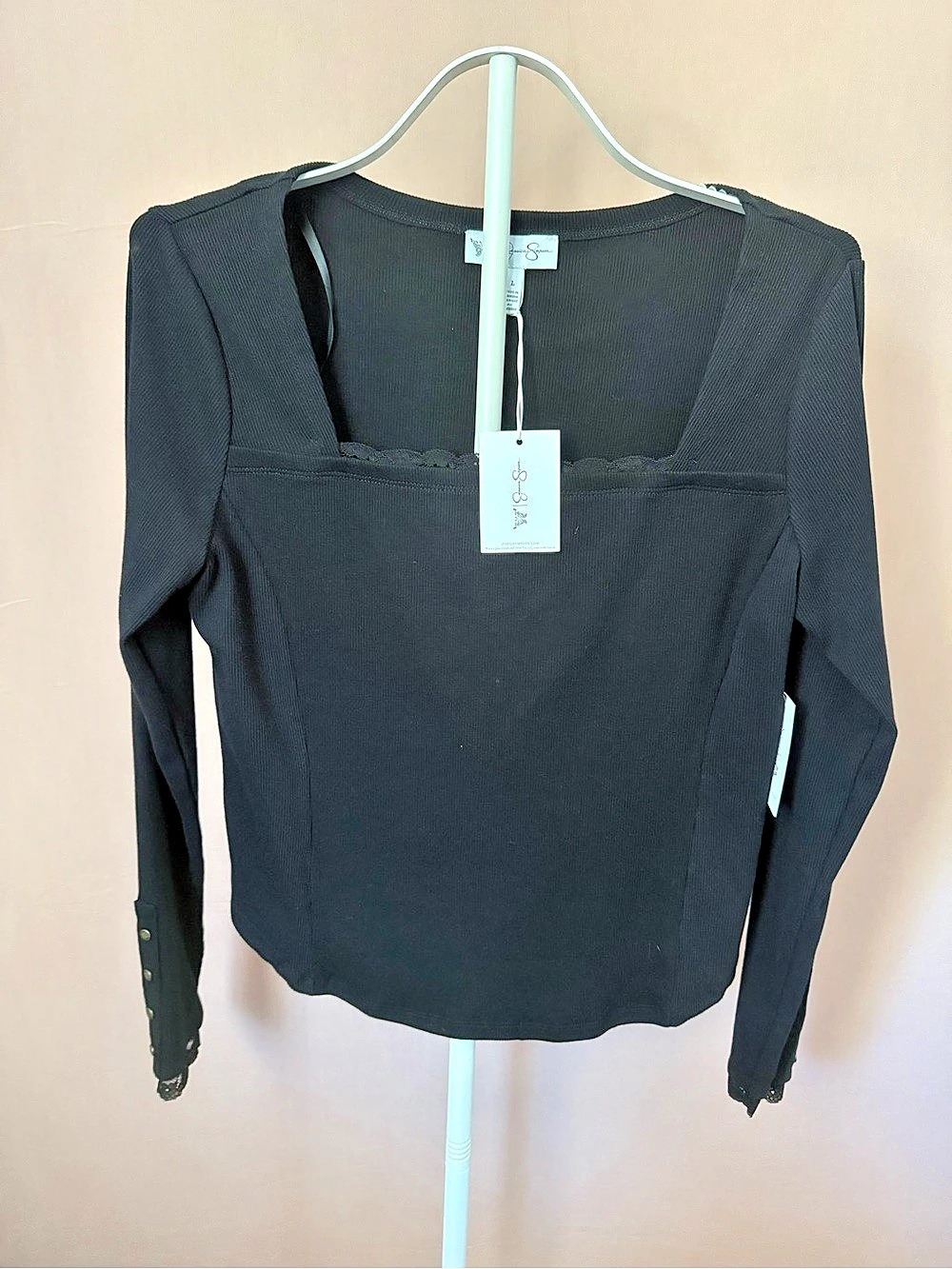 Jessica Simpson JS ALEERA RIB KNIT TOP Black Large